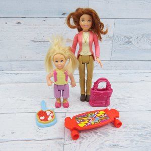 5 Piece Mixed Lot Fisher Price Loving Family Mom Child Skateborad Pizza Purse